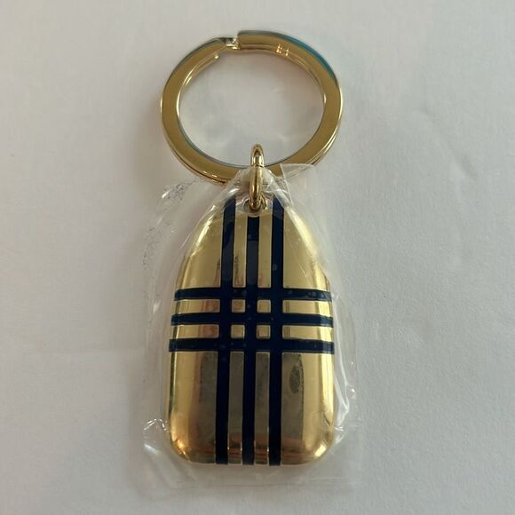 NWOT Burberry Rare Check Gold Nugget Bar Keychain-Vintage - Picture 2 of 4